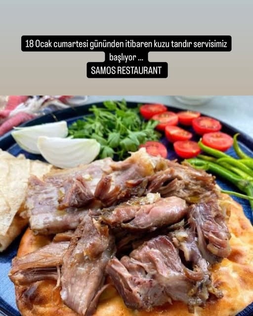 Samos Restaurant kuzu tandır ekmek domates biber